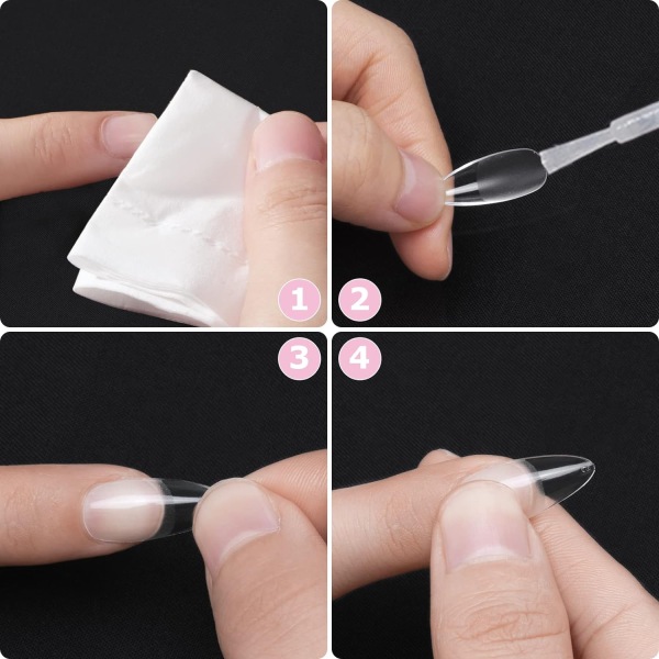 500 stycken falska naglar i mandelform, transparenta amerikanska nageltips