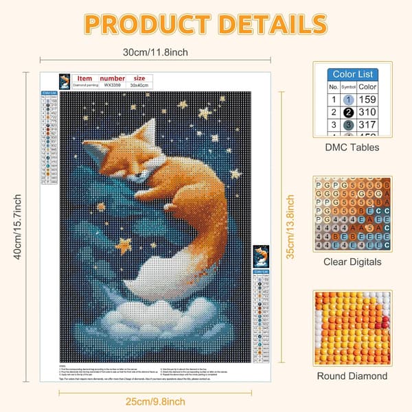 30x40cm Diamantmålning Rävar Kits, 5D Diamantmålning Kits för