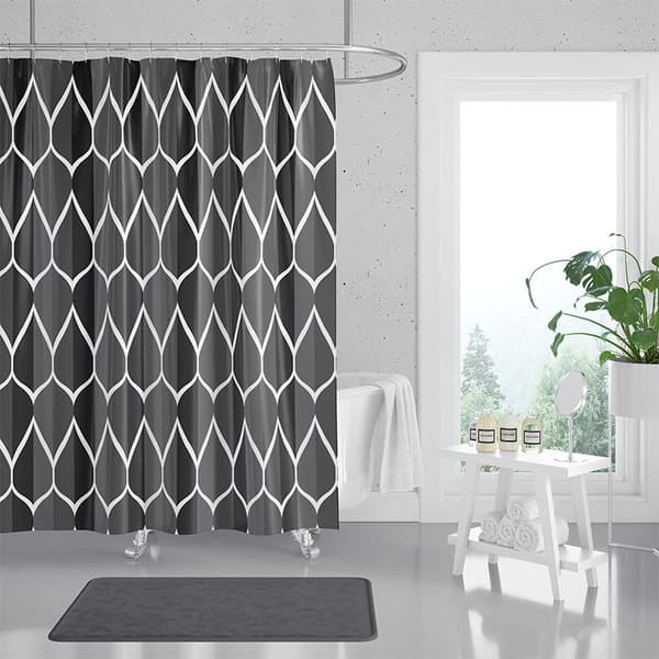 Grå Stoff Dusjgardin, Vanntett Design og Polyester, Q