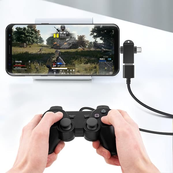 2-i-1 Micro USB/USB-C til USB 3.0-adapter med snor (2-pakning),