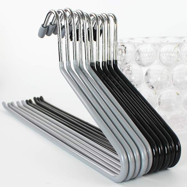 35cm 2 st, grå, halkfri metall PVC-belagd galge tjock tempe