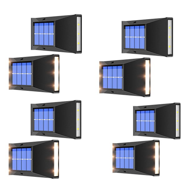 Udendørs solcelle væglampe, 6 LED væglamper til have, hegn, sti