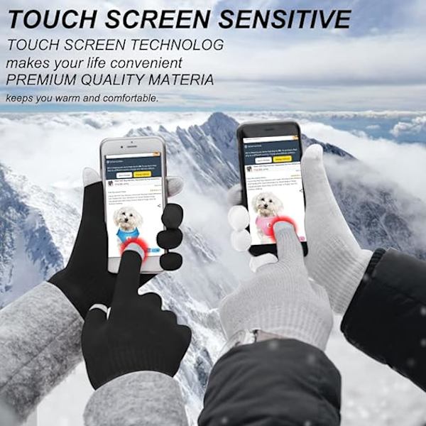 Damvantar Touchscreen Varma Ullfleecefodrade Stickade Handskar