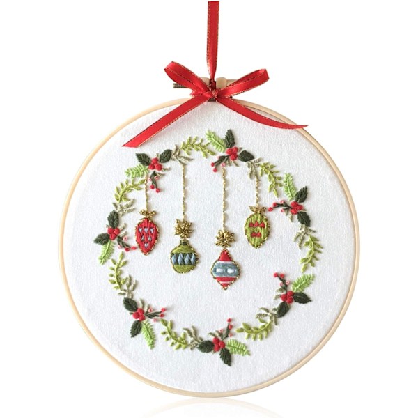 8 Inch Cross Stitch Embroidery Kit with Embroidery Hoops, Colorfu