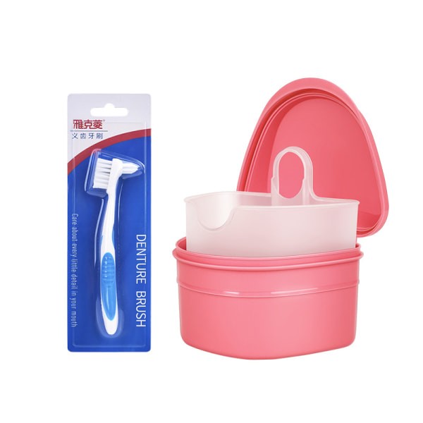 Denture Cleaning Kit: Denture Cleaning Case with Denture Brush (P