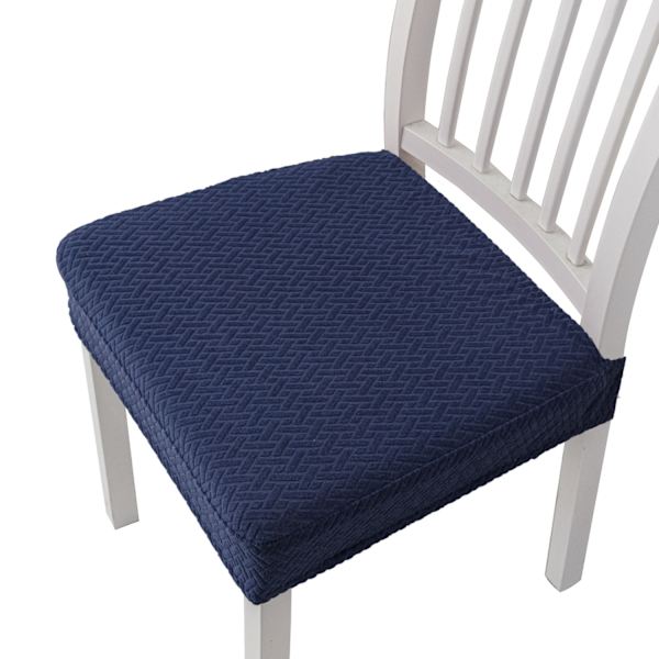 Marineblå, T-formet, lang ternet jacquard stolpudebetræk, sol