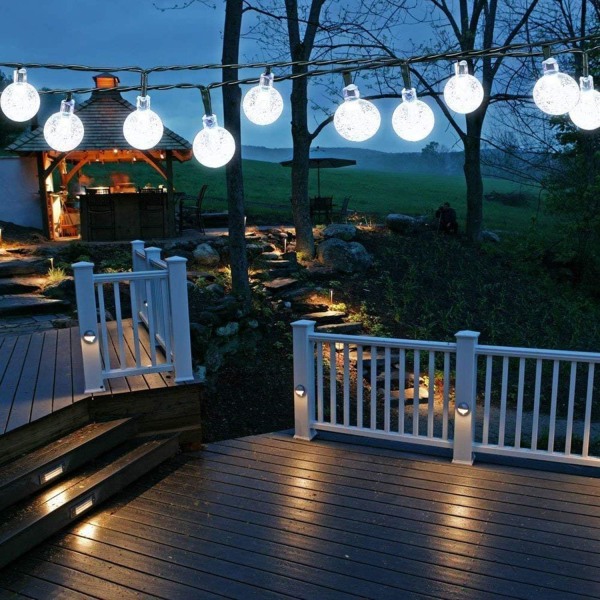Solcelledrivne lysslynger utendørs, 50 LED, 7 m, vanntett, 8 lysmoduser
