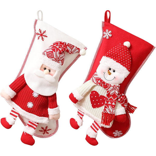 2 st julstrumpor Jultomtens snögubbe presentpåse julstrumpor