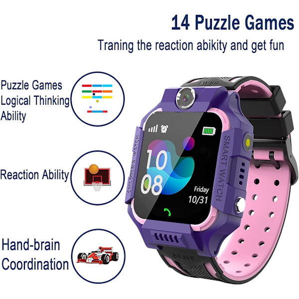 Smart Watch til børn, Touch Screen Opkaldsfunktion, Skridttæller, Came