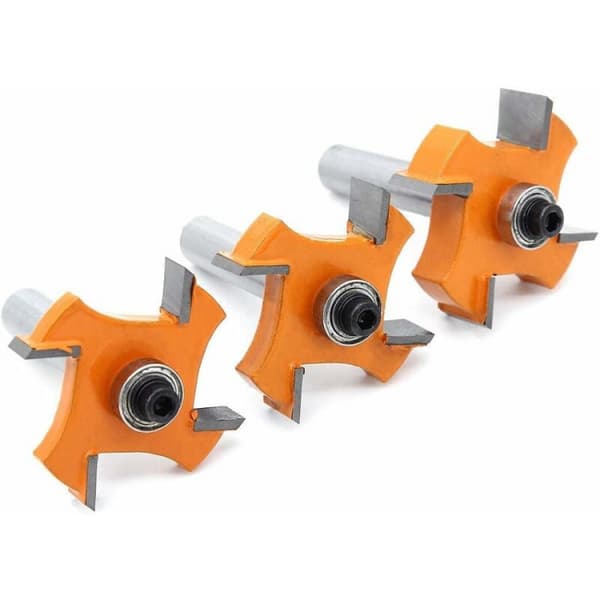 3 stk. Notfræser og tapfræser, 4 kuglelejer 8 mm skaft