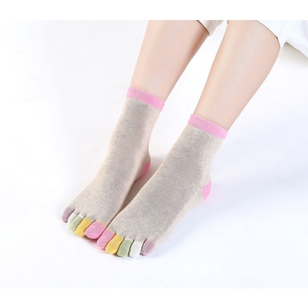 Skin-Short 5 Finger -sukat monivärisillä puuvillavarpailla