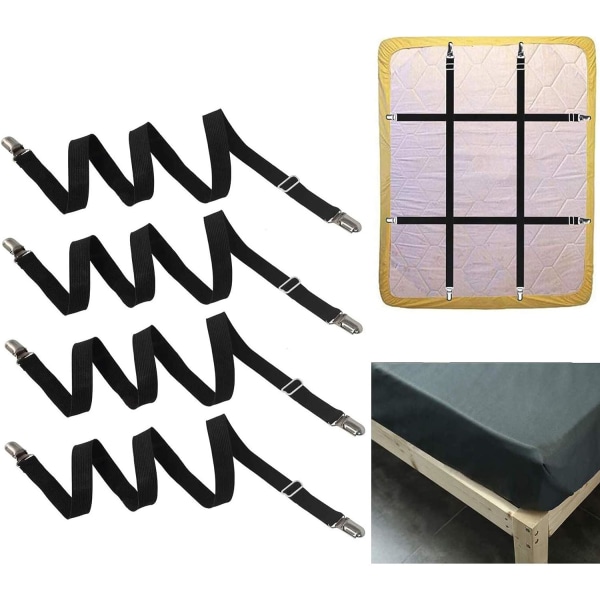 Förlängbar 54cm till 220cm Justerbar 4 Delar Under Soffa, Madrass, Sängkläder Hållare Remmar Lakan Fästen