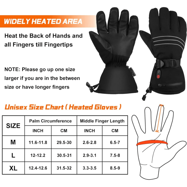 L Uppvärmda handskar - Uppladdningsbart 7,4V 3200mAH batteri elektrisk hand