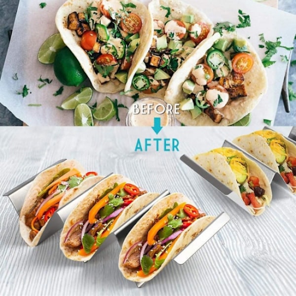 4 stk. Tacoholdere i rustfrit stål Tacoholder i rustfrit stål