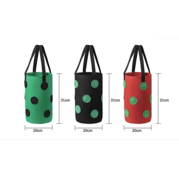 (3 Gallon 20*35cm (13 Huller) Grøn Sort Plet) 1 Pakke Jordbær