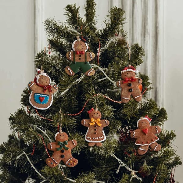 6 stycken pepparkaksgubbe hängande julgransprydnader
