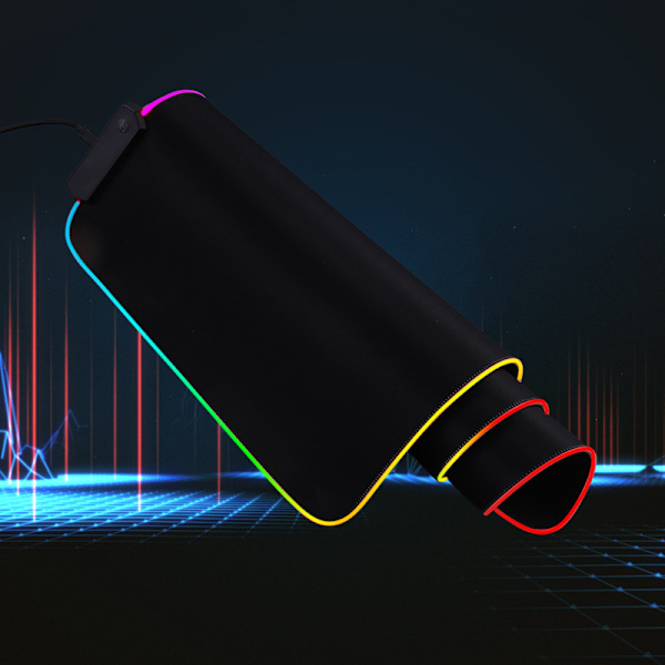 1 stk. gaming musemåtte med LED-lys sort 80x30 cm
