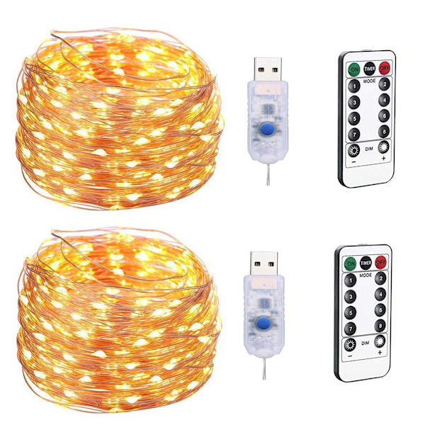 LED-ljusslinga med USB, 20 m 200 LED inomhus koppartråd L