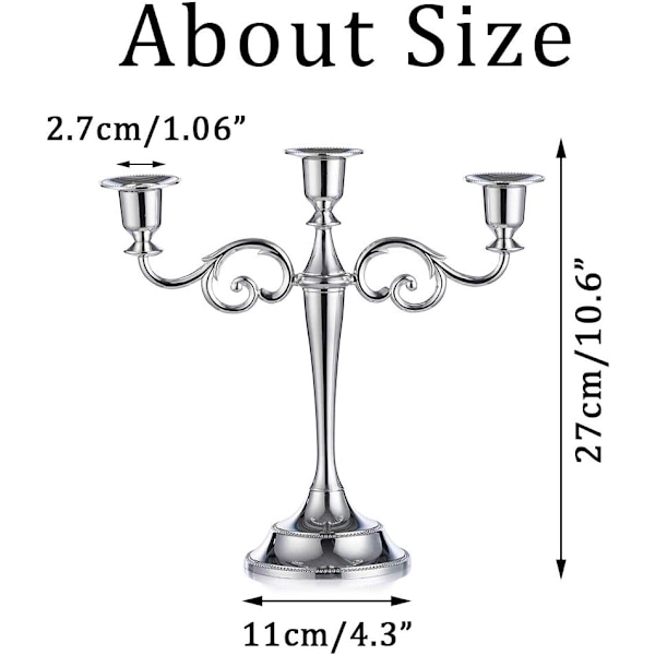 3 Lysestaker for Bryllup, Sink Legering Stearinlys, Spisebord, Ca