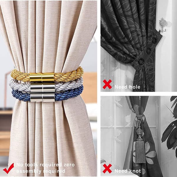Sæt med 4, grå moderne og minimalistiske massive magnetiske gardiner