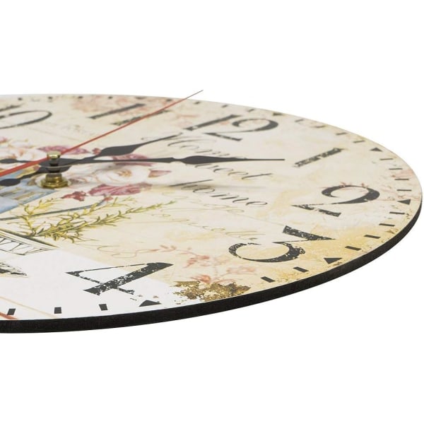 30cm Vintage Rustik Väggklocka, Tyst Trätavla Timer Klocka fo