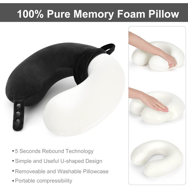 (Sort) Rejse Nakkepude, Bedste Memory Foam Flypude til
