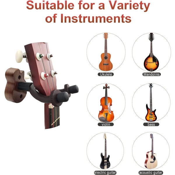 2 st Gitarrs väggfäste, Valnötsträ Gitarrhängare Vägghängare