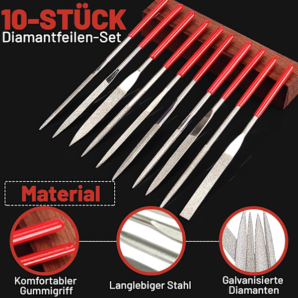 10-pack diamantfilar för 3D-skrivare 3 mm x 140 mm. Nålfils