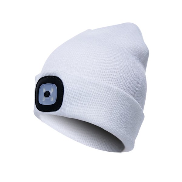 Hvit med LED-lys Unisex USB-oppladbar - Gave til menn og kvinner