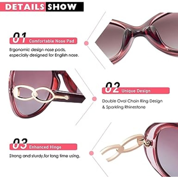 Retro Polariseret Dame Solbriller Store Stel Overdimensioneret Designer U