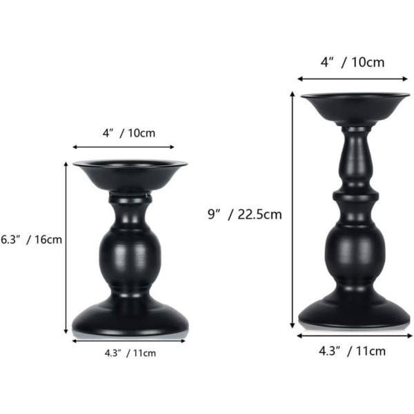 2 stk Pillar Lysestake for Lys 80mm Kolonneformet Jern