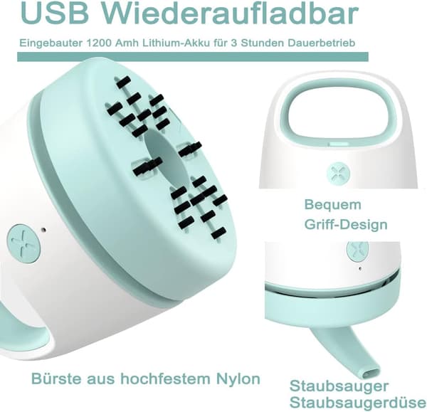 Harmaa minityöpöytäimuri, USB-lataus, kannettava, langaton