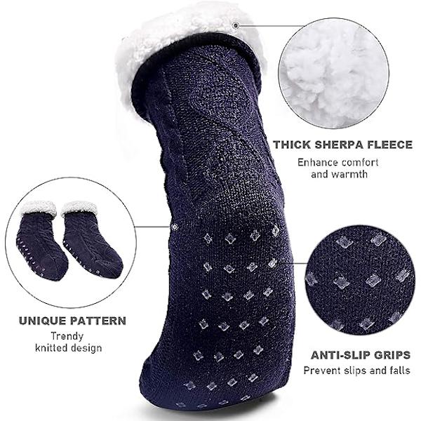 Herrslippersockor Vinter halkfria varma strumpor Fleece Termiska Sli