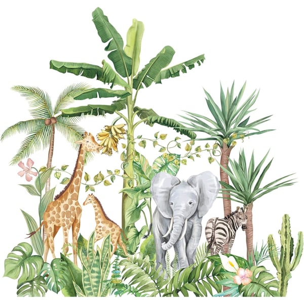 Tegnefilm tropisk regnskov dyr vægklistermærker, aftagelig grøn