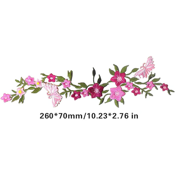 2 stk. Nye sommerfugle blomsterbroderede patches, blonder stof