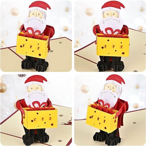 4 st 3D julkort, julkort med kuvert Pop Up Chris