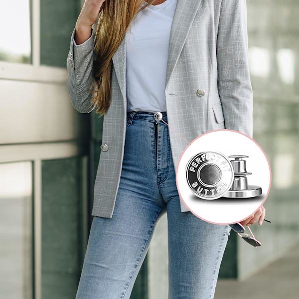 6 stk. Jeans-knapper, 17mm avtakbar metall DIY-knapp Retractab