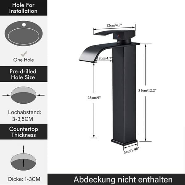 Badkran Moderne Vannfall Design Svart Vask Kran Holdbar