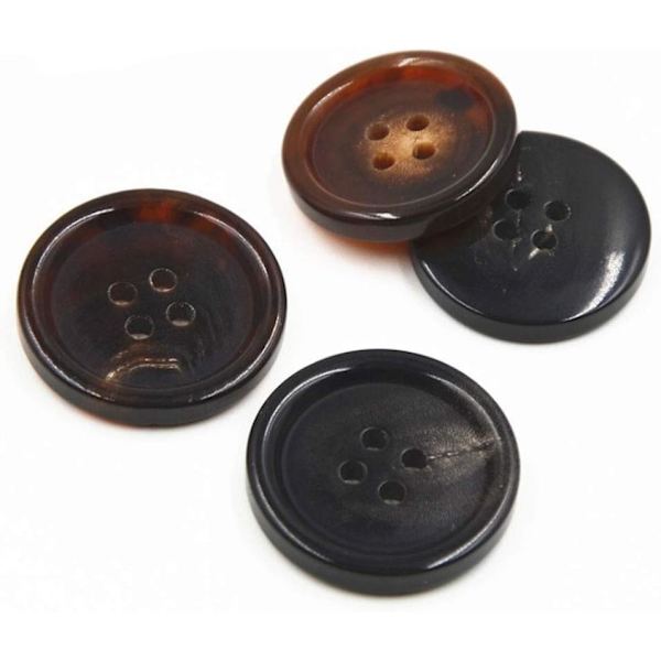 10 stk. (kaffe, 15 mm) Tøj Knapper - Fashion Horn Sy Knapper