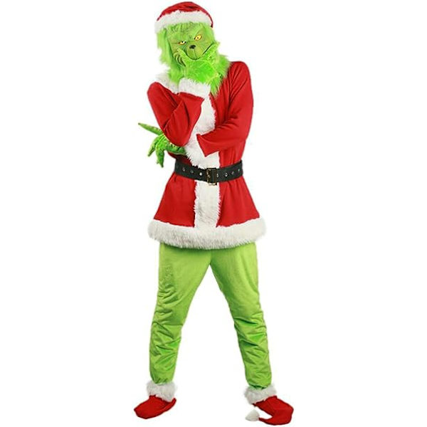 (M)Voksen Grinch Grøn Hvordan Grinch Stjal Julen 7PCS Kostume