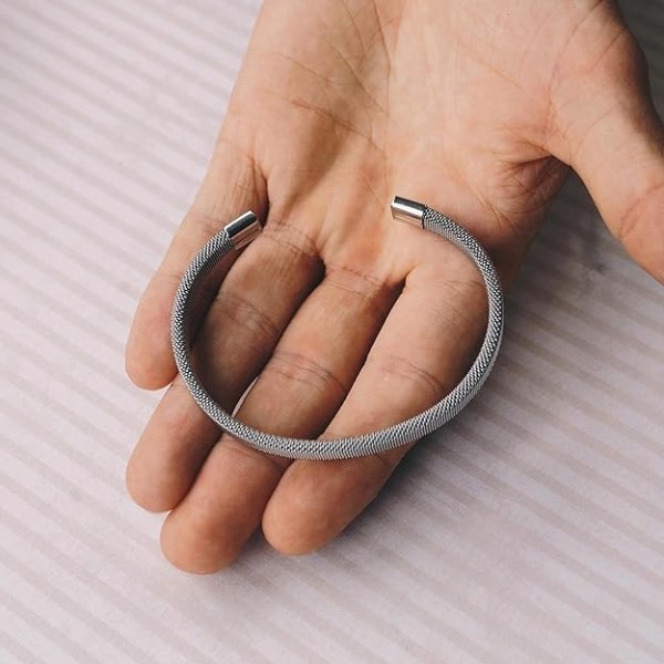 Sølv armbånd i stålnett for menn