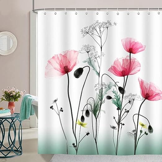 1 st röd blomma duschdraperi 180 x 200 cm duschdraperi polyeste