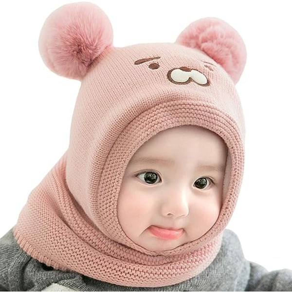 Beanie Scarf Set Warm Baby Kid Winter Knitted Hat Hood Earflap Ha