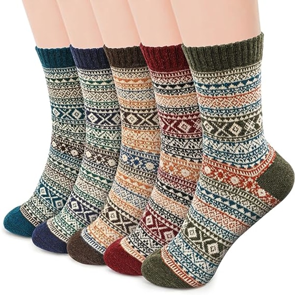 5 Pairs Thermal Winter Women Socks Wool Warm Knitting Ladies Sock