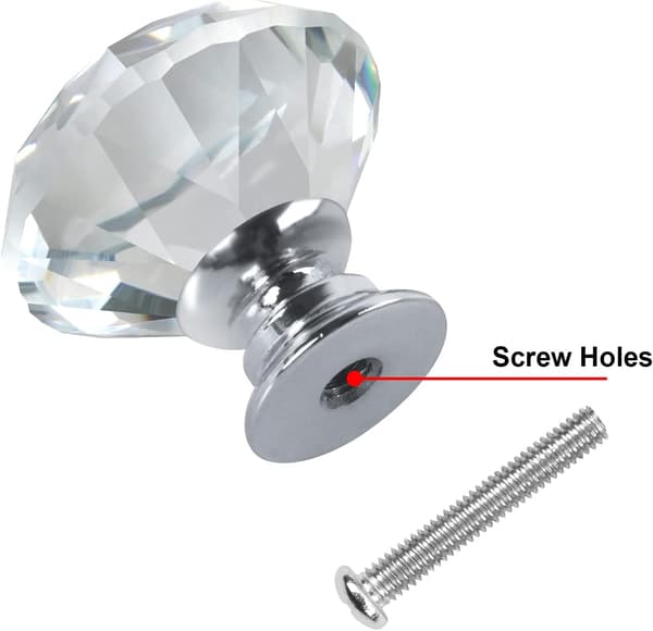 10 stk. sæt med 20mm hvide diamantformede glasgreb til skabe