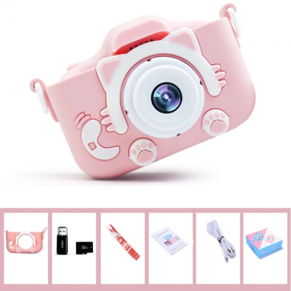 Ett minneskort på 32GB medföljer Pink Digitalkamera 1080p / Cam