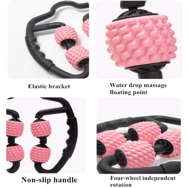 Pink manuel skum massage rulle, 360 ° anti fedt masse dyb ben mus