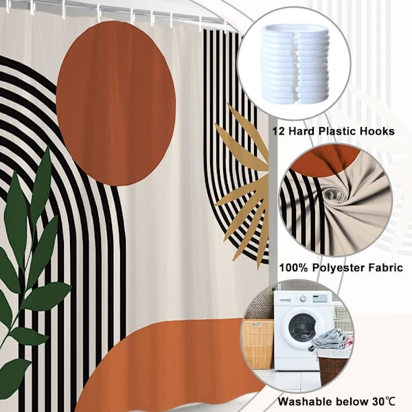 1 st duschdraperi terrakotta geometriska svarta linjer modern Si