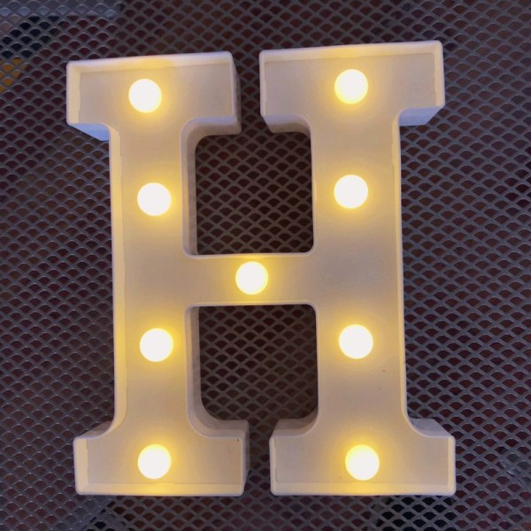 Bogstav H [22cm] Lysende Bogstaver Alfabet Lys Op LED Lampe Bogstav