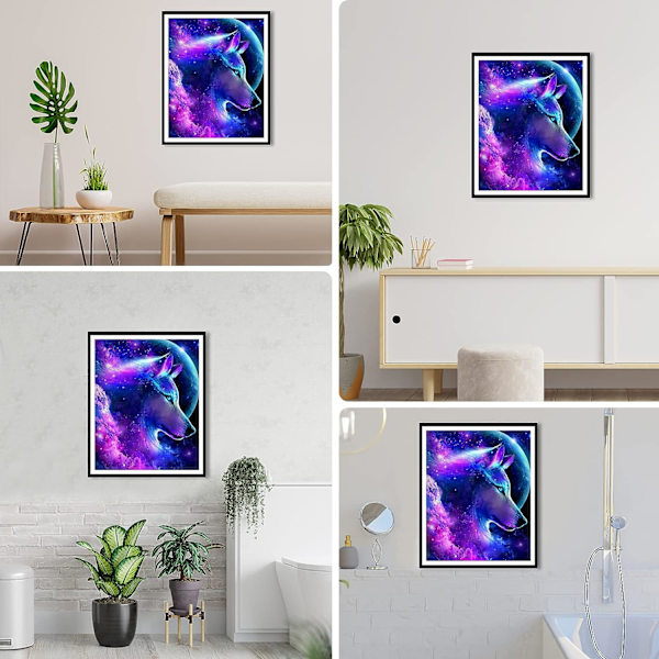 5D Diamantmaleri, Diamantmaleri Ulv Sky, Fuld Diamant Embr